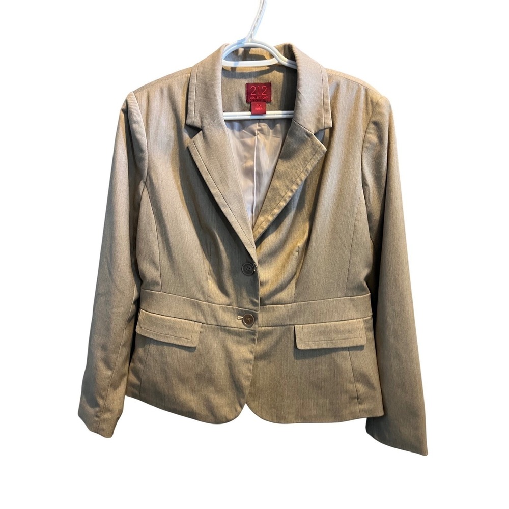 212 Collection Womens Tan Two Button Blazer Jacket Size 10 Professional Office